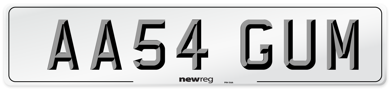 AA54 GUM Number Plate from New Reg
